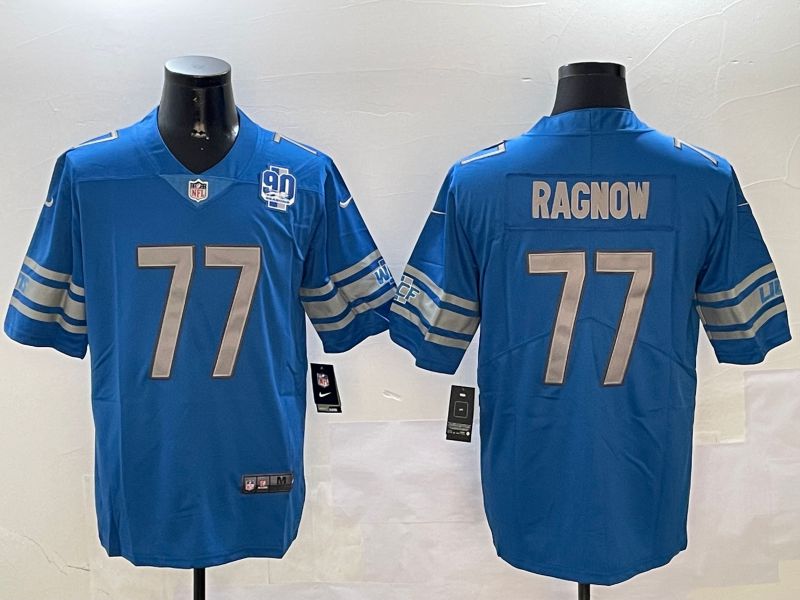 Men Detroit Lions 77 Ragnow Blue Second generation 2024 Nike Limited NFL Jersey style 3